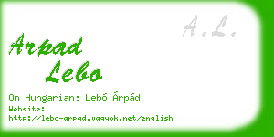 arpad lebo business card